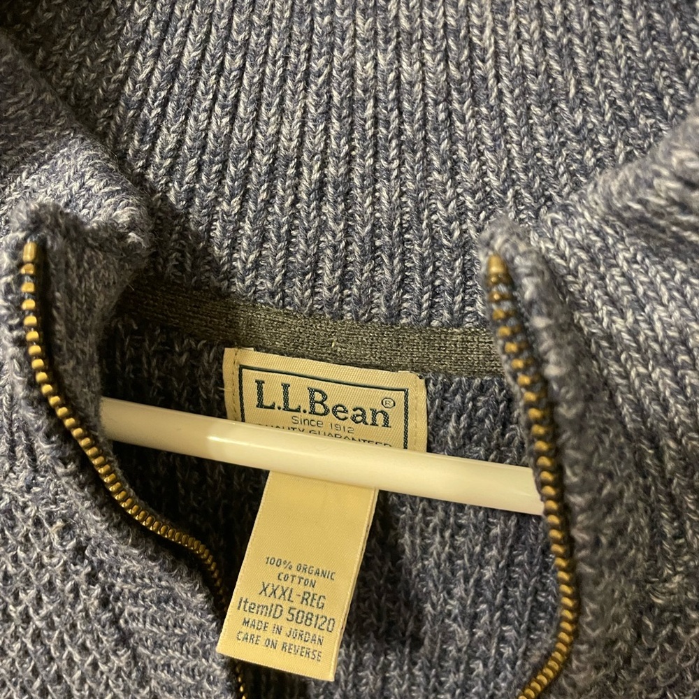 Men’s LL Bean Organic Cotton Waffle Sweater 1/4 Zip 3XL Washed Worn Once - Picture 6 of 11